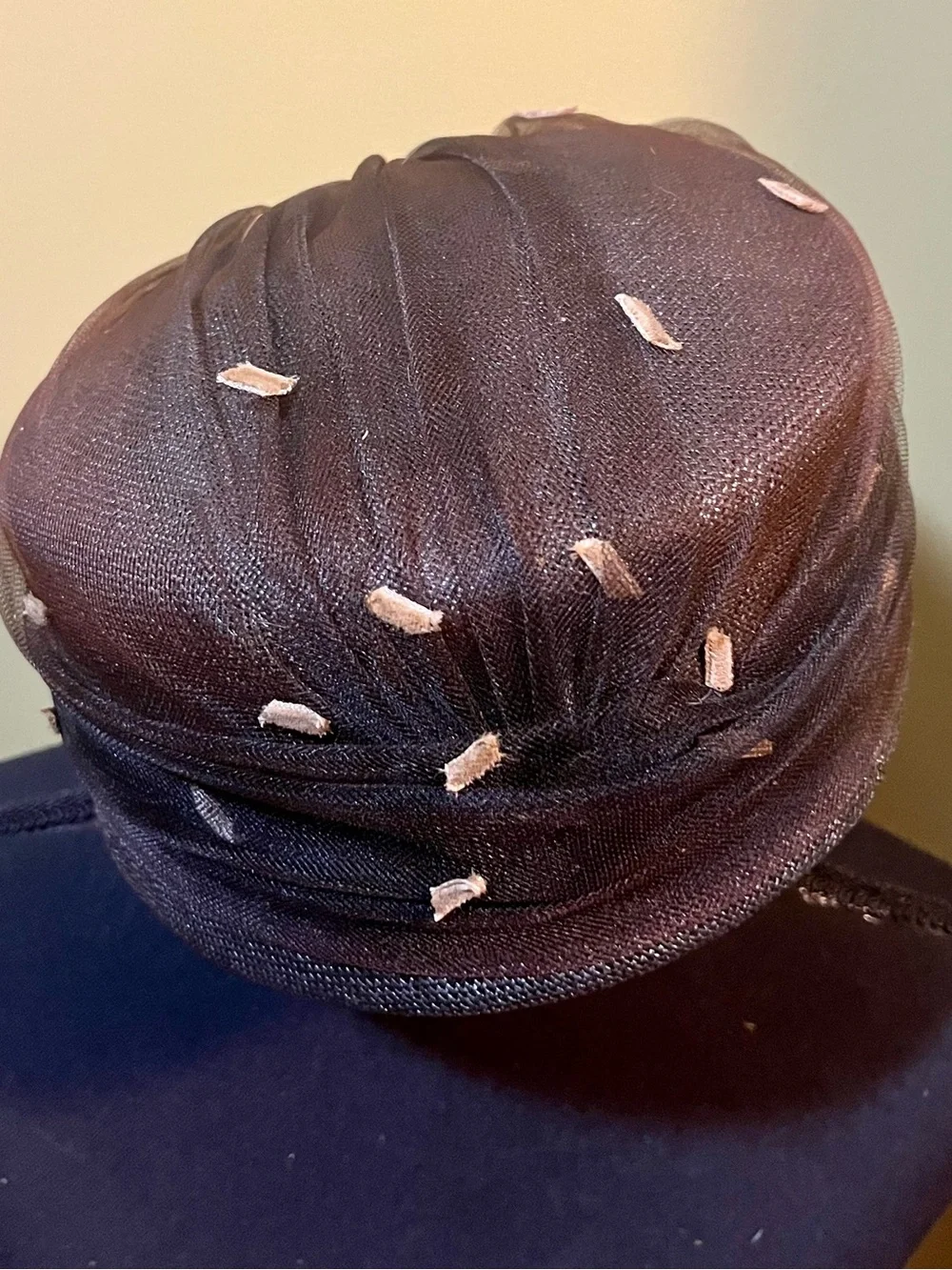 VTG Mr. Rickie Original Brown Charcoal Velvet Netting Cocktail Hat Fascinator